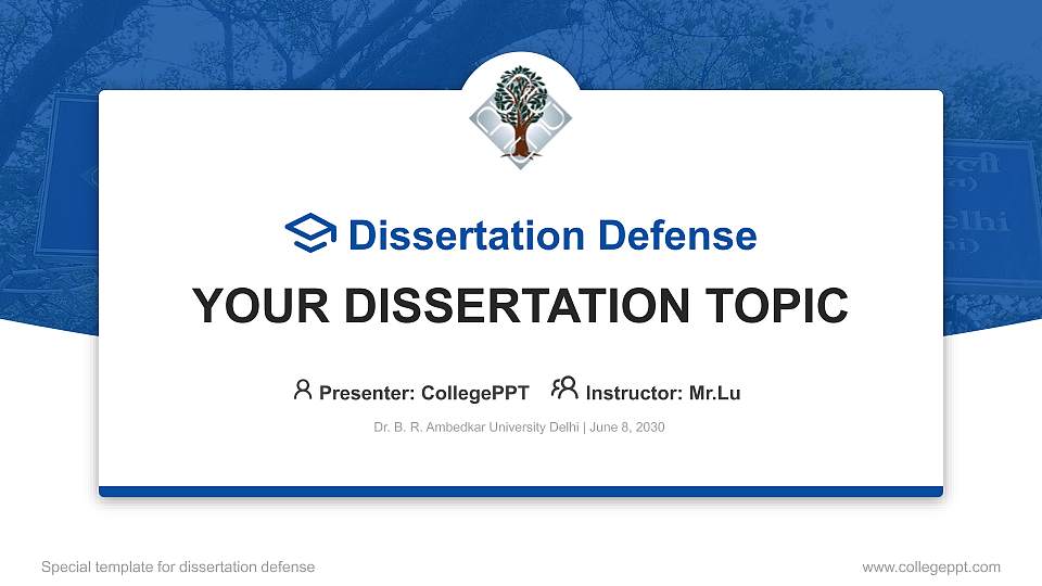 Dr. B. R. Ambedkar University Delhi Graduation Thesis Defense PPT Template16:9 ratio PPT effect preview image
