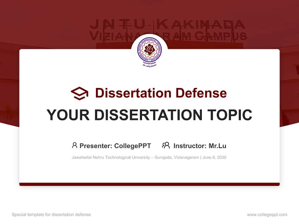 Jawaharlal Nehru Technological University – Gurajada, Vizianagaram Graduation Thesis Defense PPT Template4:3 ratio PPT effect preview image7