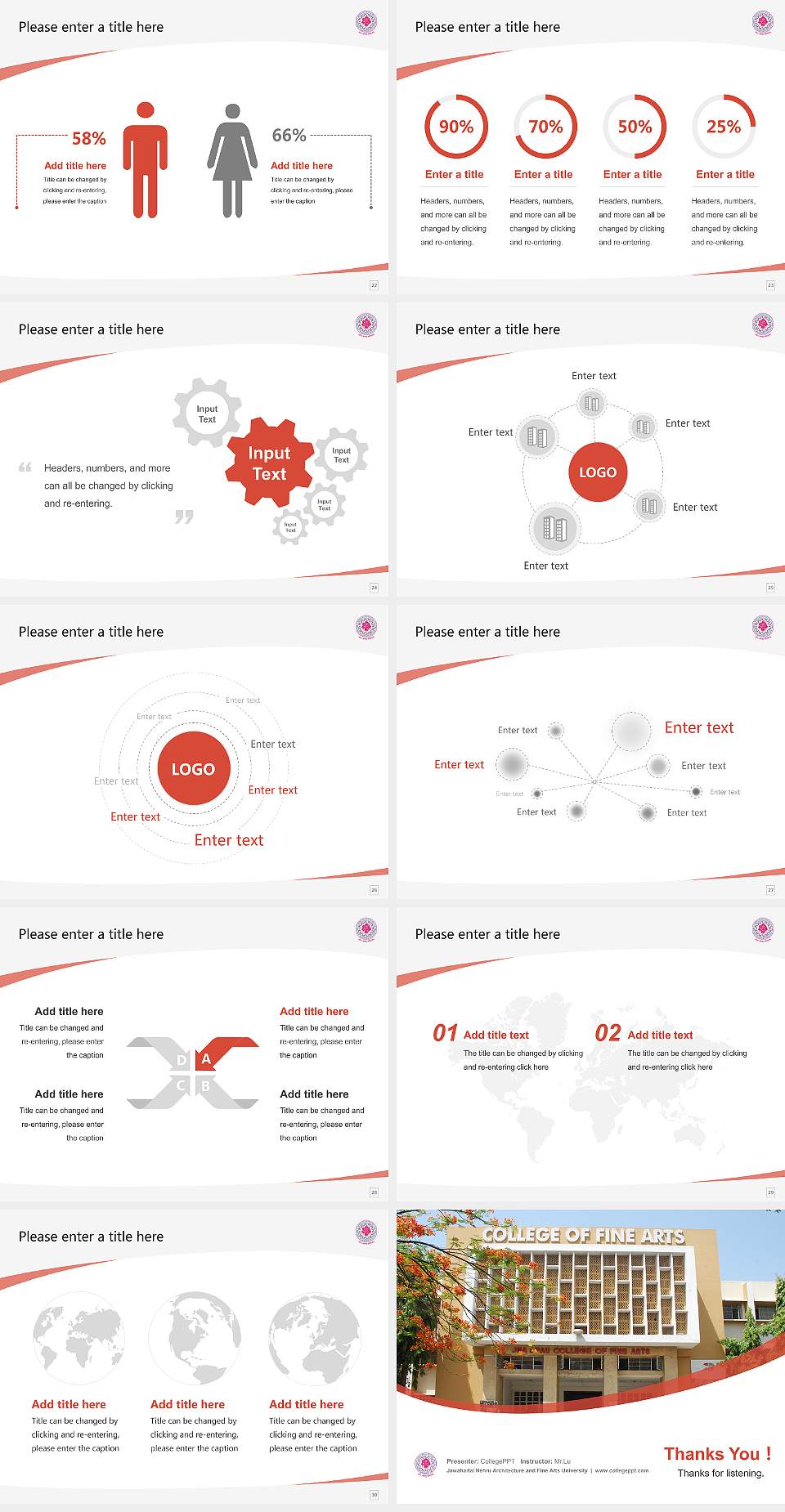Jawaharlal Nehru Architecture and Fine Arts University Course/Courseware Creation PPT Template4:3 ratio PPT effect preview image4