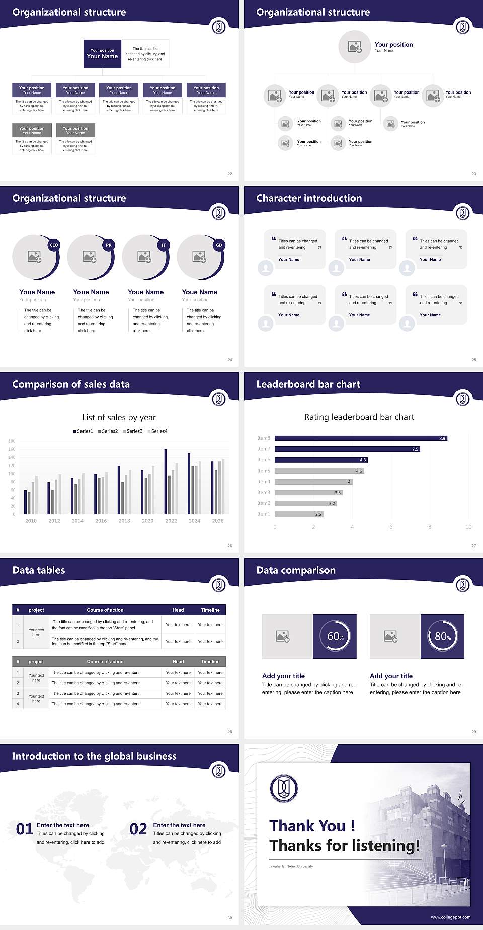 Jawaharlal Nehru University Academic Presentation/Research Findings Report PPT Template4:3 ratio PPT effect preview image4