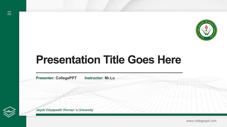 Jayoti Vidyapeeth Women ‘s University Thesis Proposal/Graduation Defense PPT Template16:9 ratio PPT effect preview image1