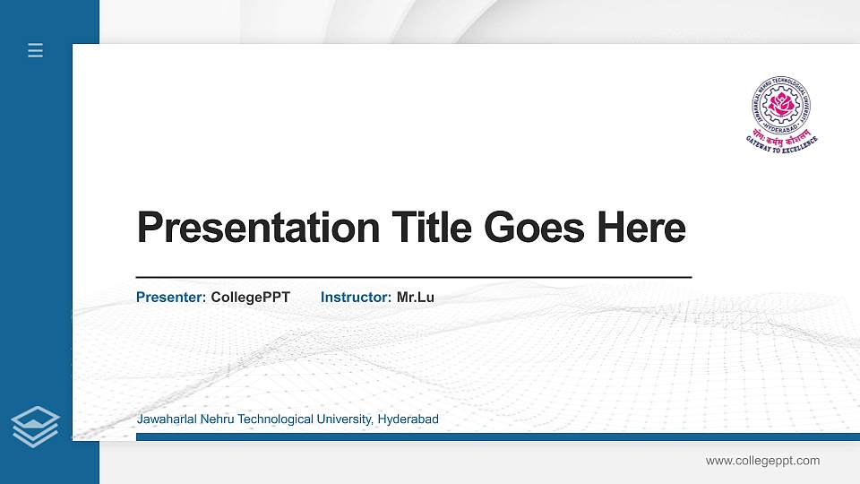 Jawaharlal Nehru Technological University, Hyderabad Thesis Proposal/Graduation Defense PPT Template16:9 ratio PPT effect preview image1