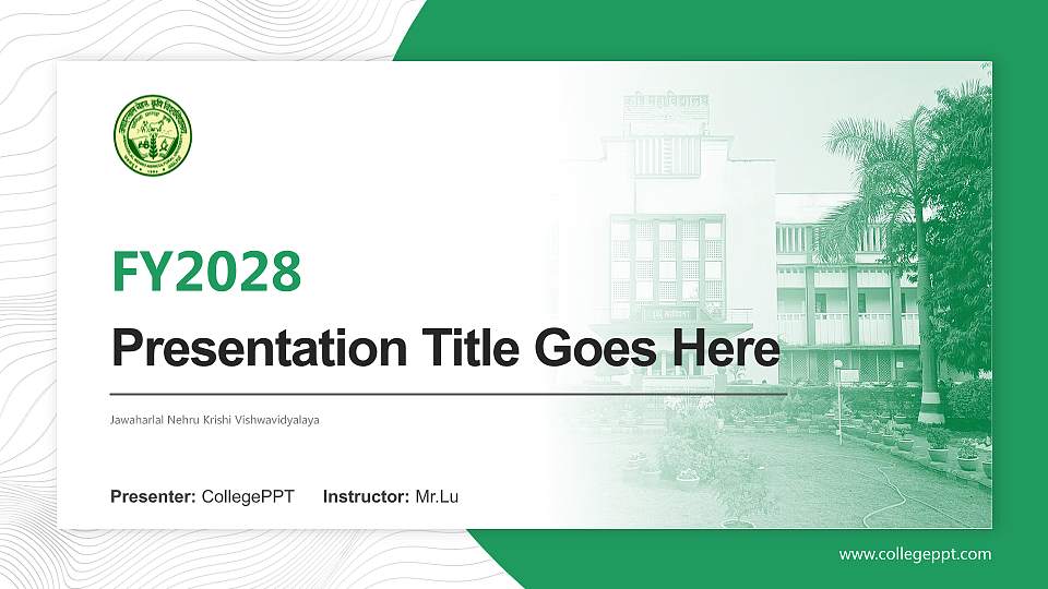 Jawaharlal Nehru Krishi Vishwavidyalaya Academic Presentation/Research Findings Report PPT Template16:9 ratio PPT effect preview image