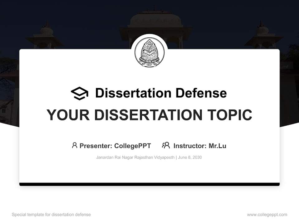 Janardan Rai Nagar Rajasthan Vidyapeeth Graduation Thesis Defense PPT Template4:3 ratio PPT effect preview image7
