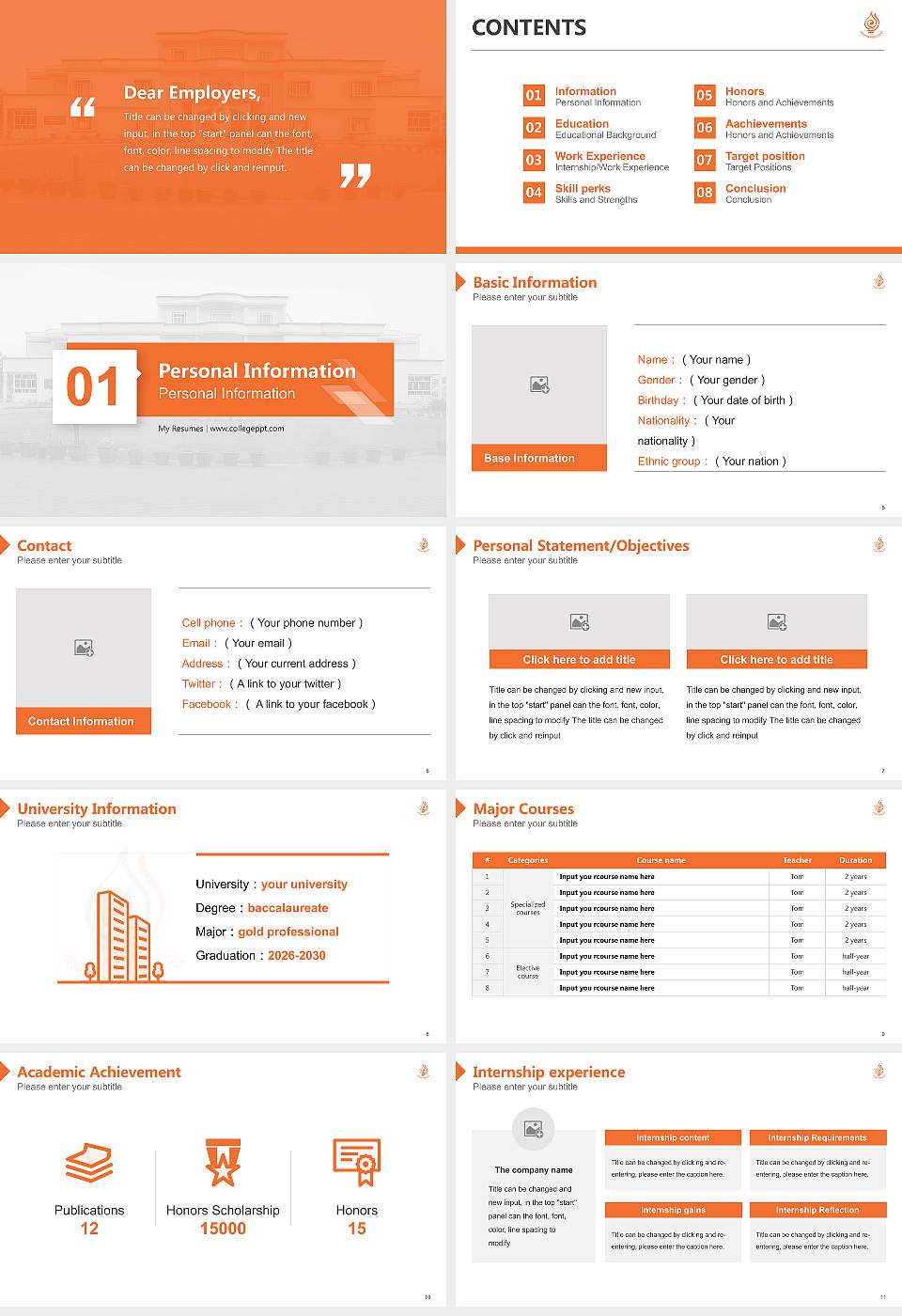 Jain Vishva Bharati Institute Resume PPT Template16:9 ratio PPT effect preview image2