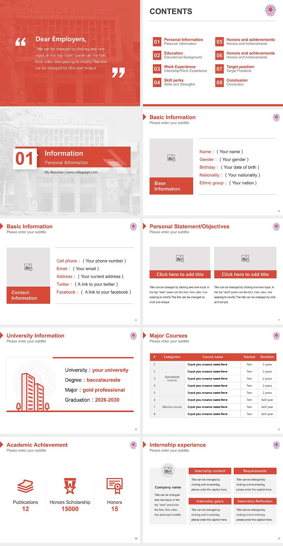 Jawaharlal Nehru Architecture and Fine Arts University Resume PPT Template4:3 ratio PPT effect preview image2