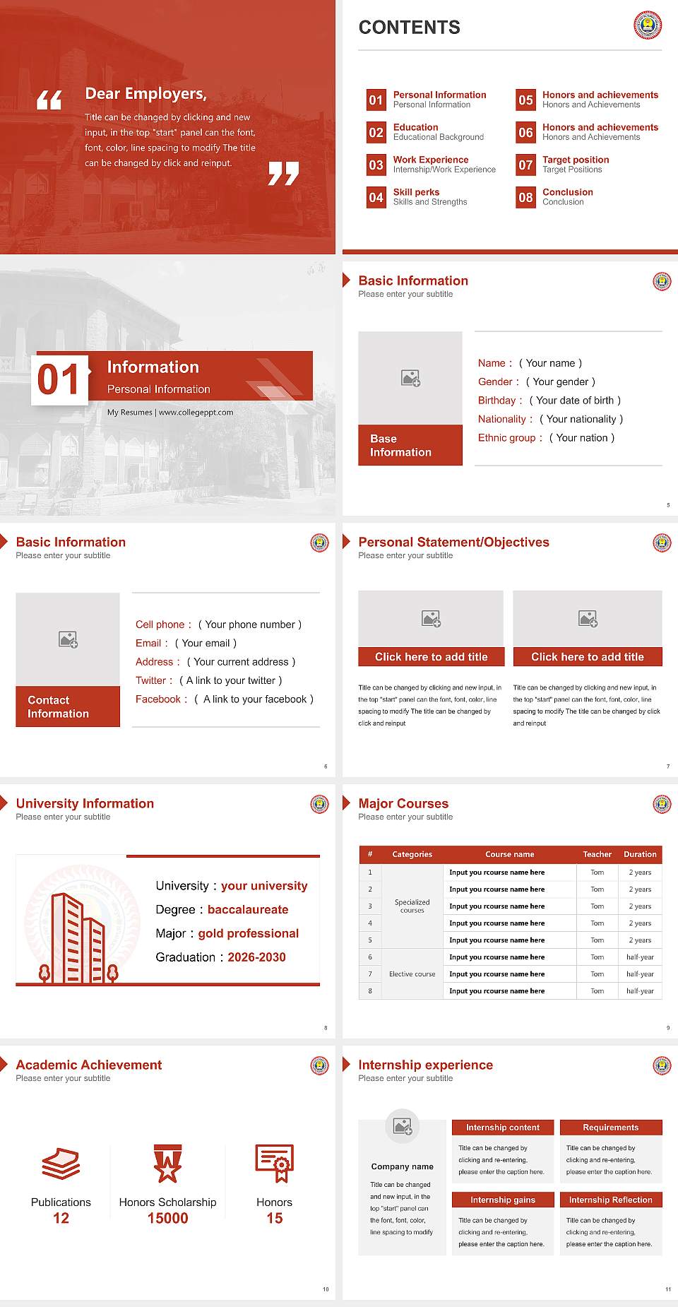 Jai Narain Vyas University Resume PPT Template4:3 ratio PPT effect preview image2