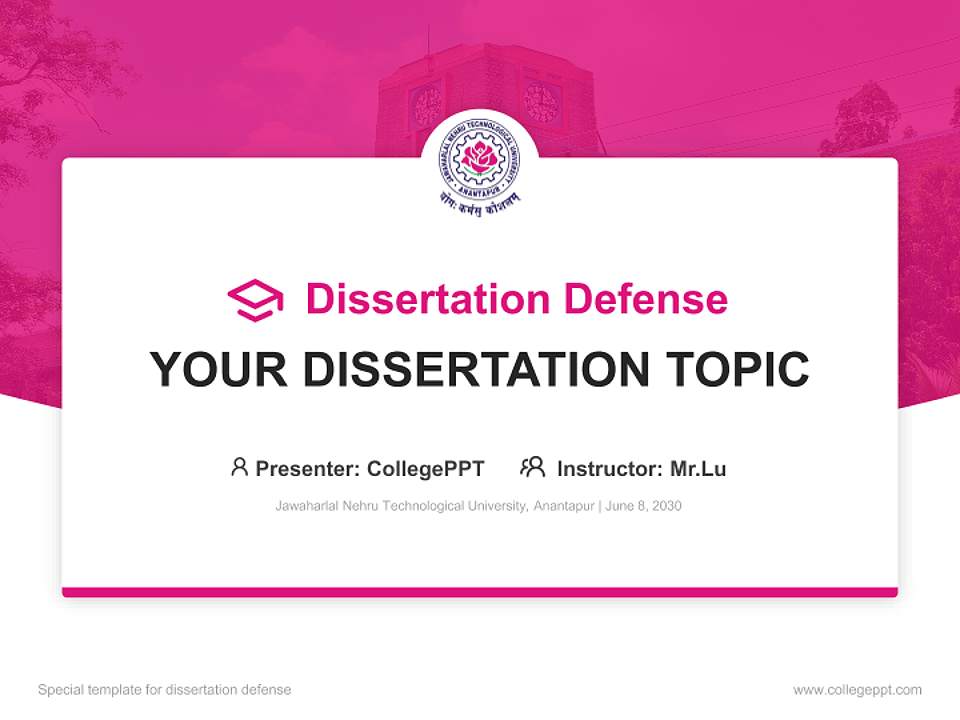 Jawaharlal Nehru Technological University, Anantapur Graduation Thesis Defense PPT Template4:3 ratio PPT effect preview image7