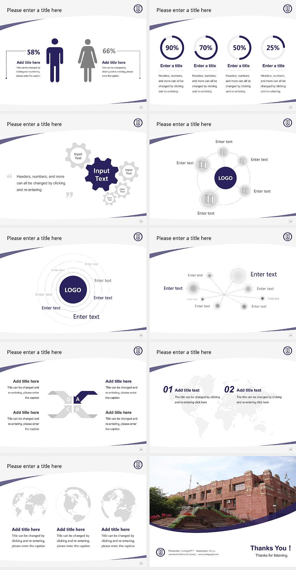Jawaharlal Nehru University Course/Courseware Creation PPT Template4:3 ratio PPT effect preview image4