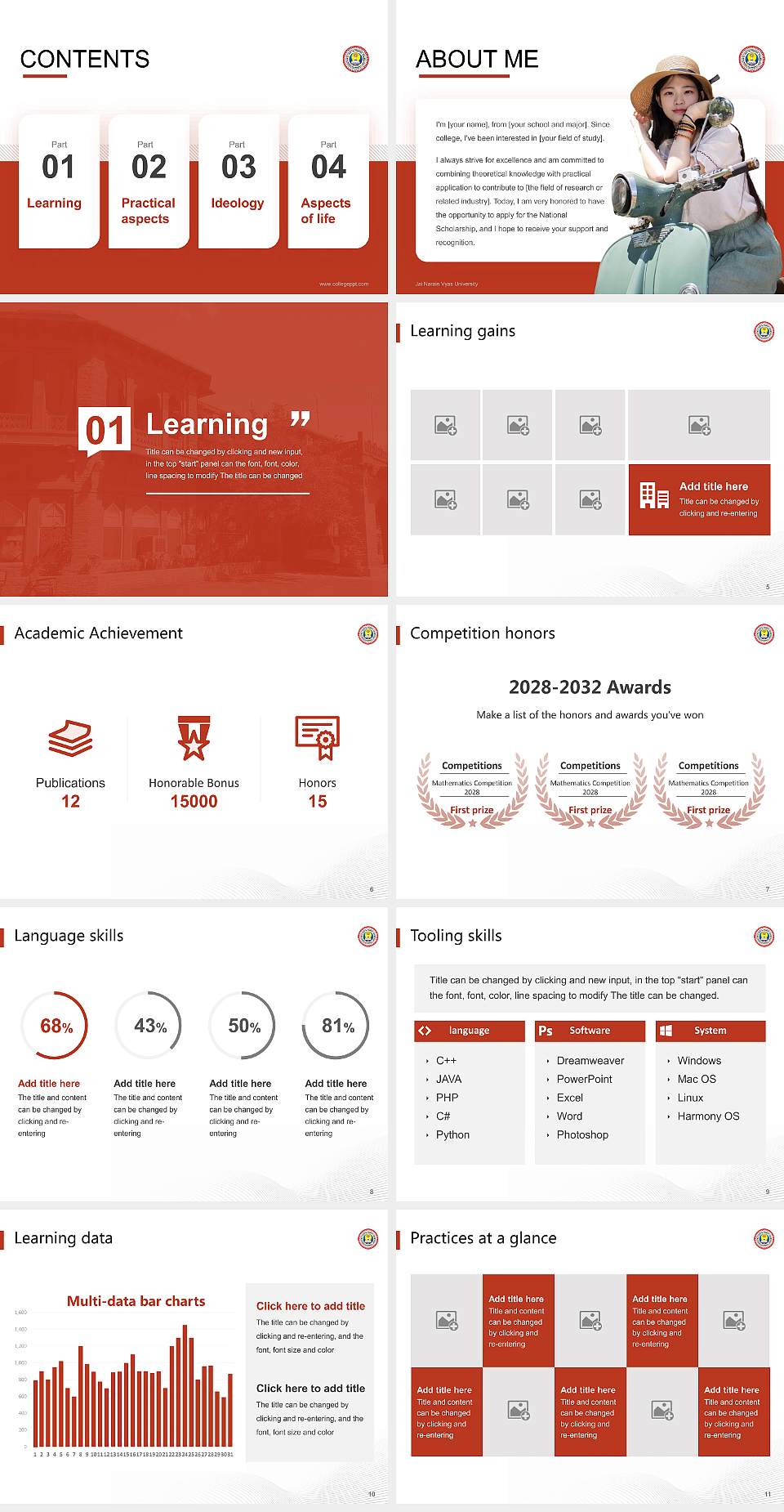 Jai Narain Vyas University National Scholarship Defense PPT Template4:3 ratio PPT effect preview image2