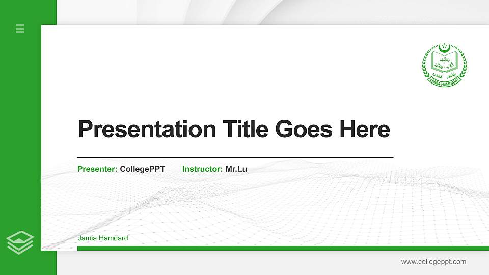 Jamia Hamdard Thesis Proposal/Graduation Defense PPT Template16:9 ratio PPT effect preview image