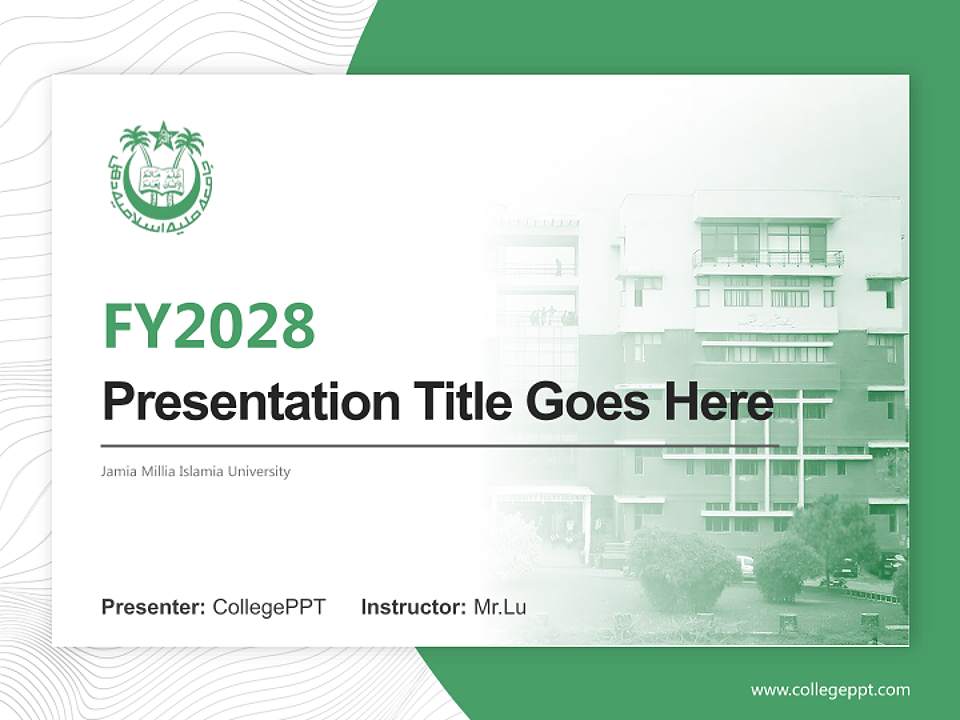 Jamia Millia Islamia University Academic Presentation/Research Findings Report PPT Template4:3 ratio PPT effect preview image5