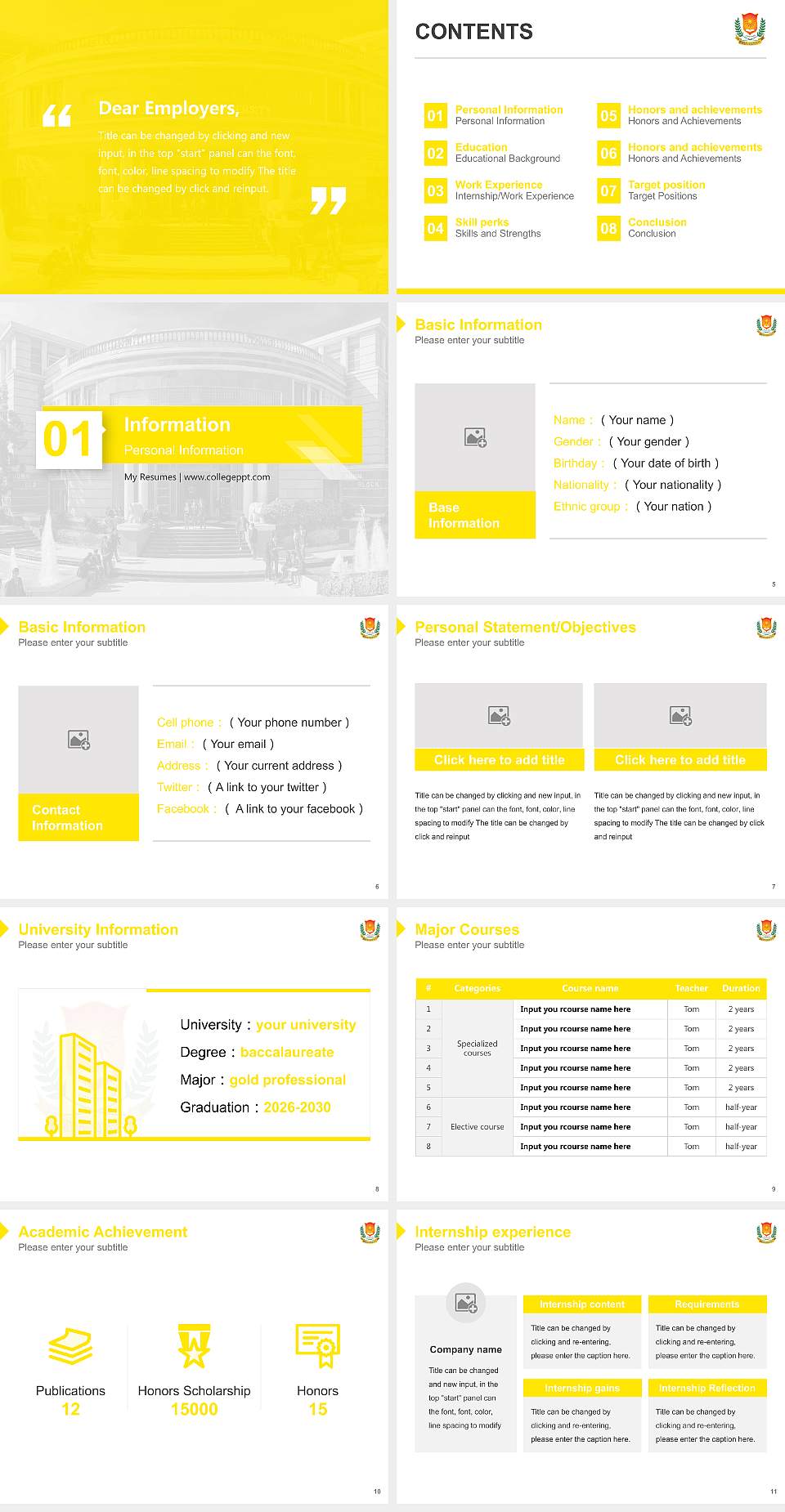 Jaipur National University Resume PPT Template4:3 ratio PPT effect preview image2