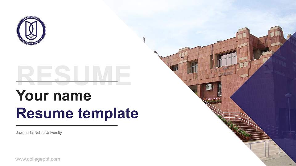 Jawaharlal Nehru University Resume PPT Template16:9 ratio PPT effect preview image