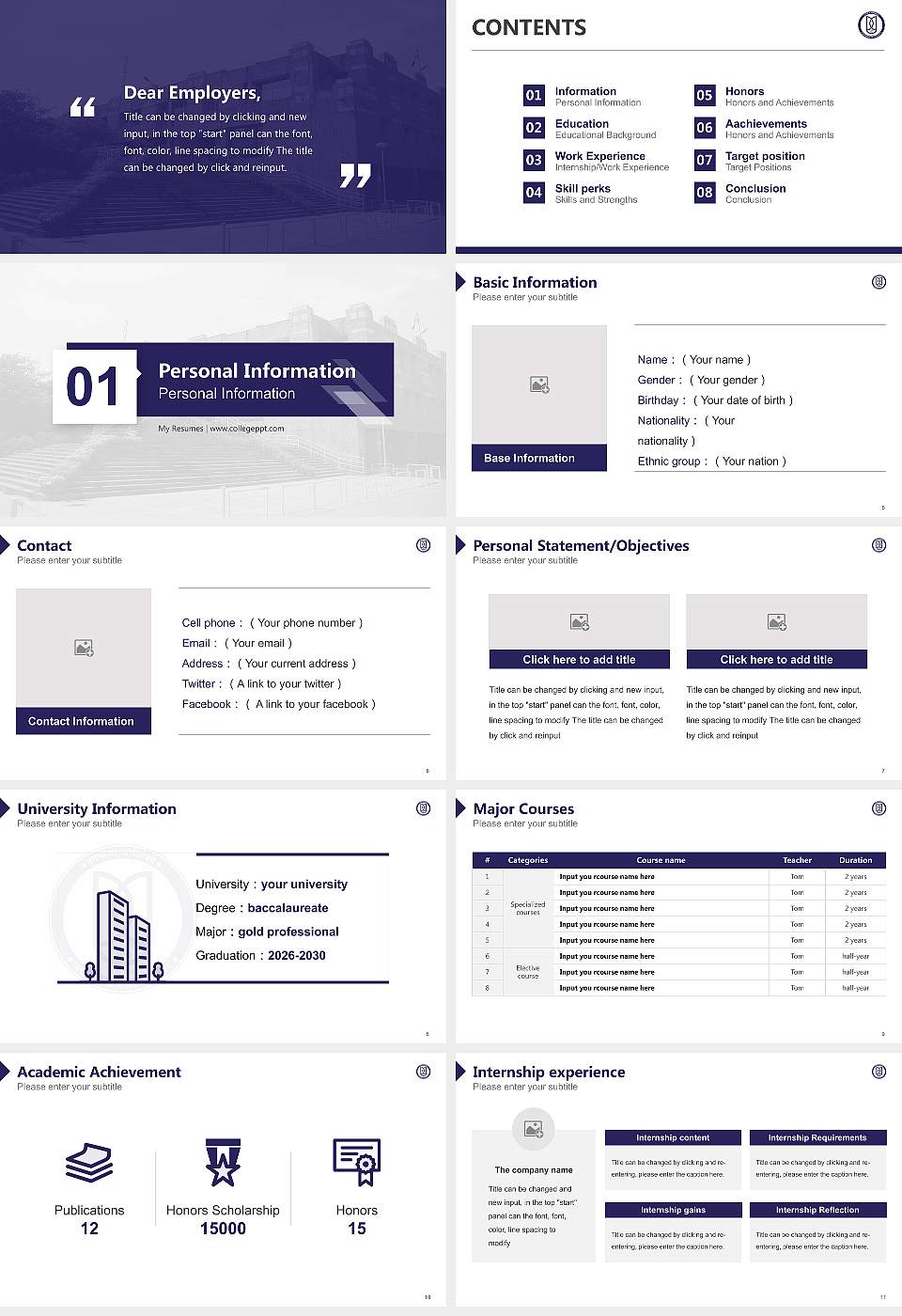 Jawaharlal Nehru University Resume PPT Template16:9 ratio PPT effect preview image2