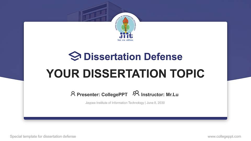 Jaypee Institute of Information Technology Graduation Thesis Defense PPT Template16:9 ratio PPT effect preview image