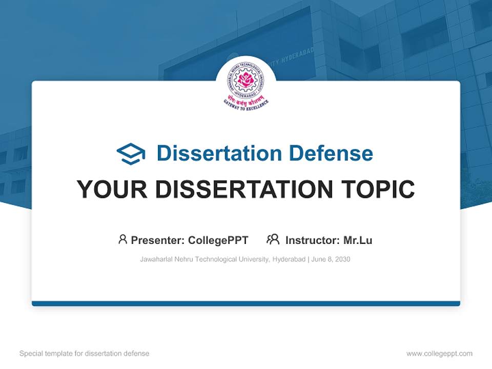 Jawaharlal Nehru Technological University, Hyderabad Graduation Thesis Defense PPT Template4:3 ratio PPT effect preview image7