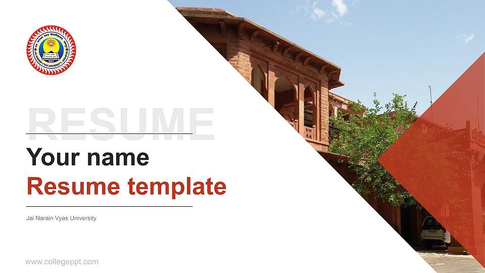 Jai Narain Vyas University Resume PPT Template16:9 ratio PPT effect preview image1