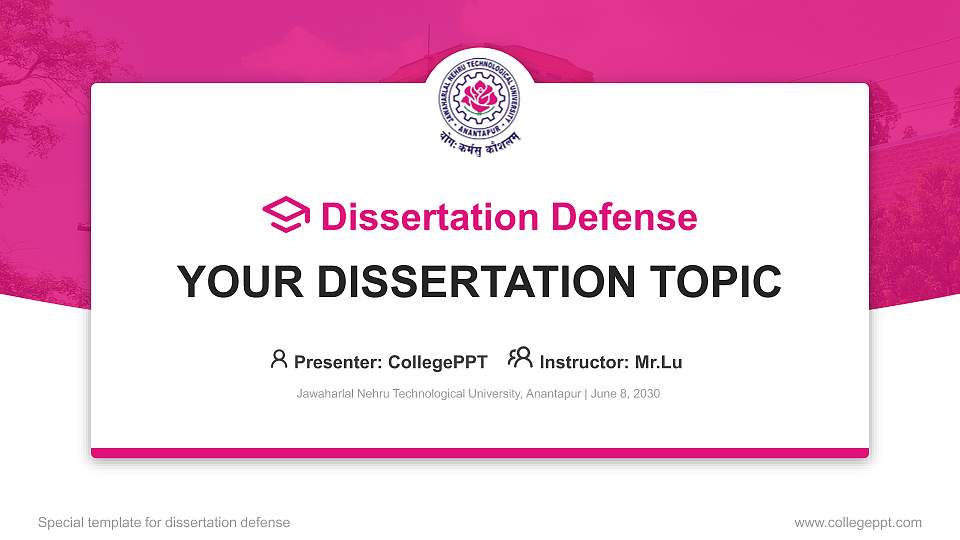 Jawaharlal Nehru Technological University, Anantapur Graduation Thesis Defense PPT Template16:9 ratio PPT effect preview image