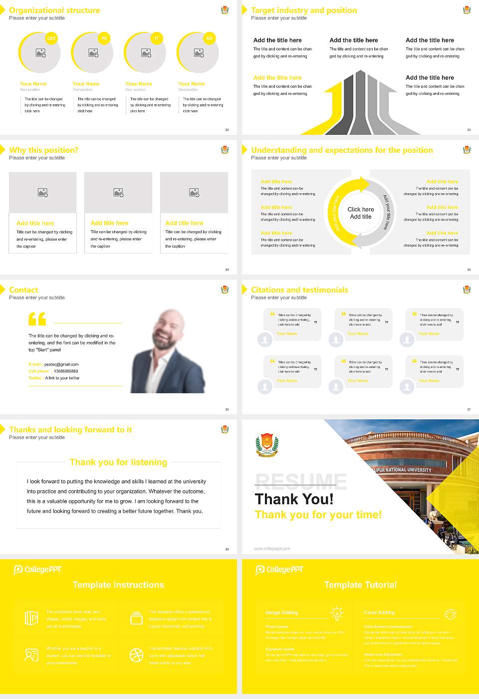 Jaipur National University Resume PPT Template16:9 ratio PPT effect preview image4