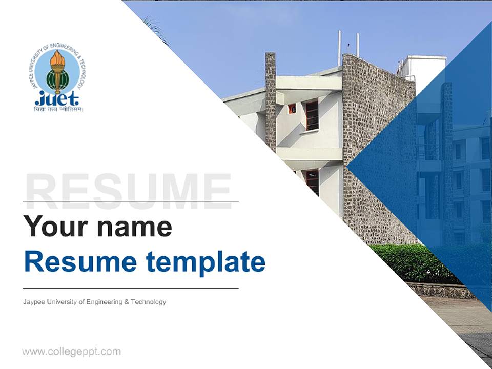 Jaypee University of Engineering & Technology Resume PPT Template4:3 ratio PPT effect preview image5