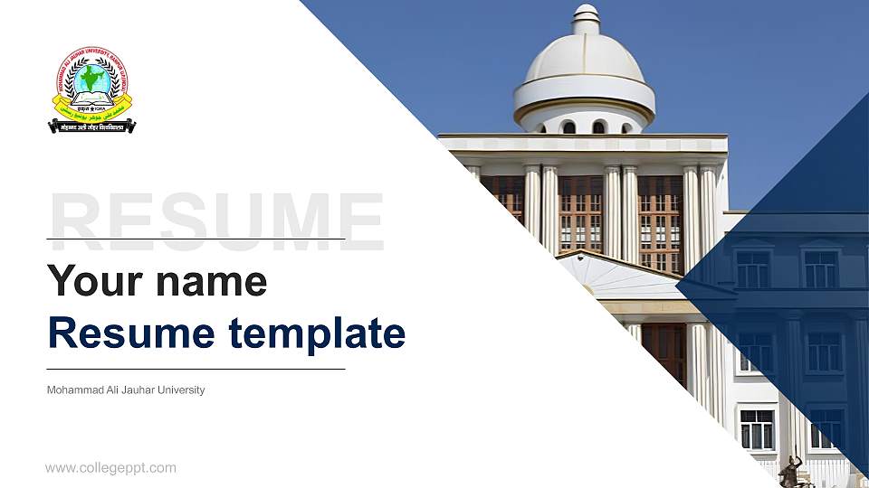 Mohammad Ali Jauhar University Resume PPT Template16:9 ratio PPT effect preview image