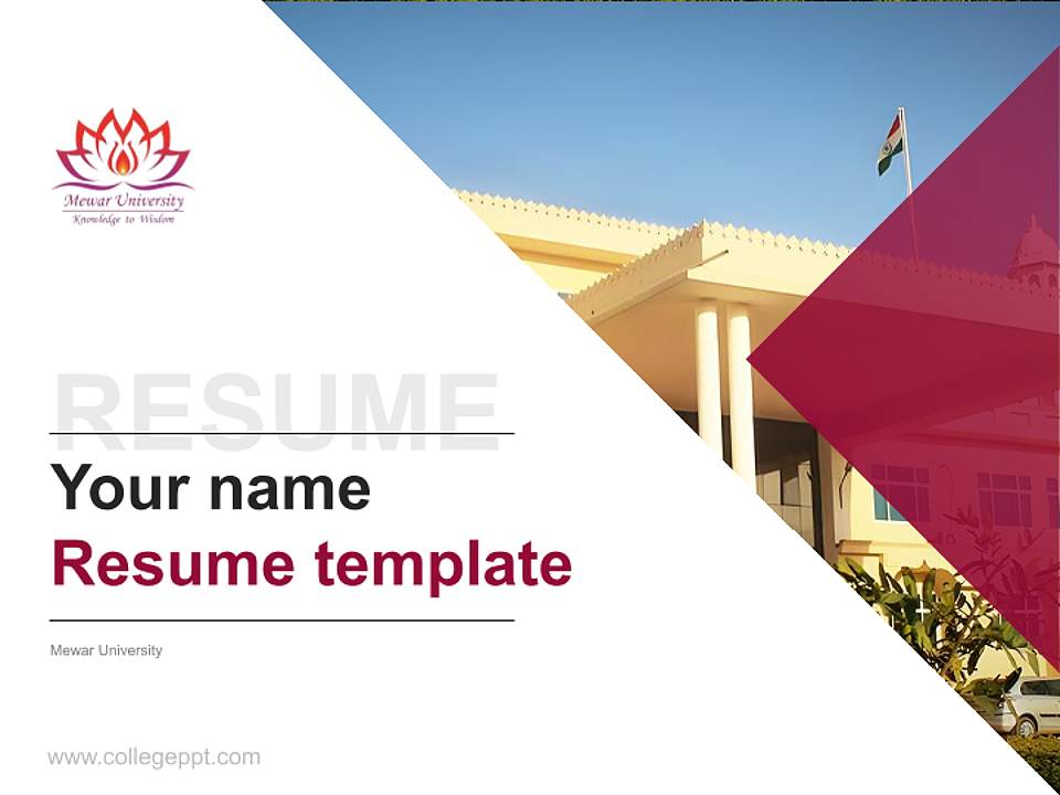 Mewar University Resume PPT Template4:3 ratio PPT effect preview image5