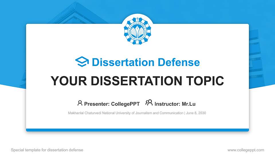 Makhanlal Chaturvedi National University of Journalism and Communication Graduation Thesis Defense PPT Template16:9 ratio PPT effect preview image
