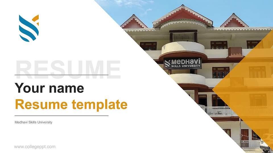 Medhavi Skills University Resume PPT Template16:9 ratio PPT effect preview image1