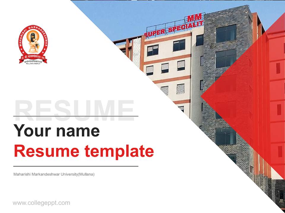 Maharishi Markandeshwar University(Mullana) Resume PPT Template4:3 ratio PPT effect preview image5