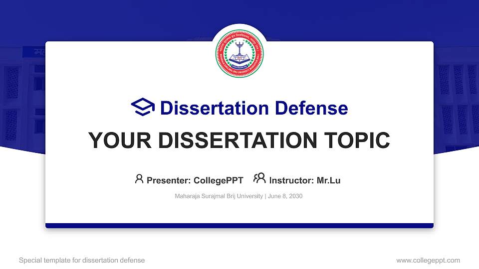 Maharaja Surajmal Brij University Graduation Thesis Defense PPT Template16:9 ratio PPT effect preview image