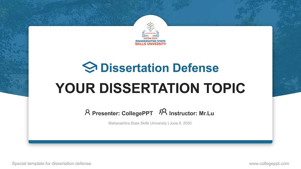 Maharashtra State Skills University Graduation Thesis Defense PPT Template16:9 ratio PPT effect preview image
