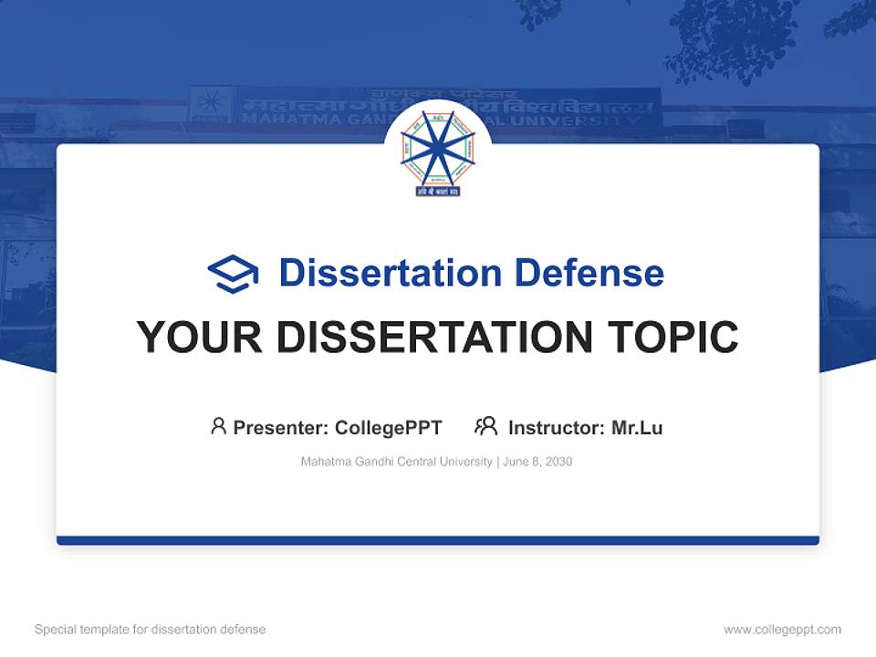 Mahatma Gandhi Central University Graduation Thesis Defense PPT Template4:3 ratio PPT effect preview image7