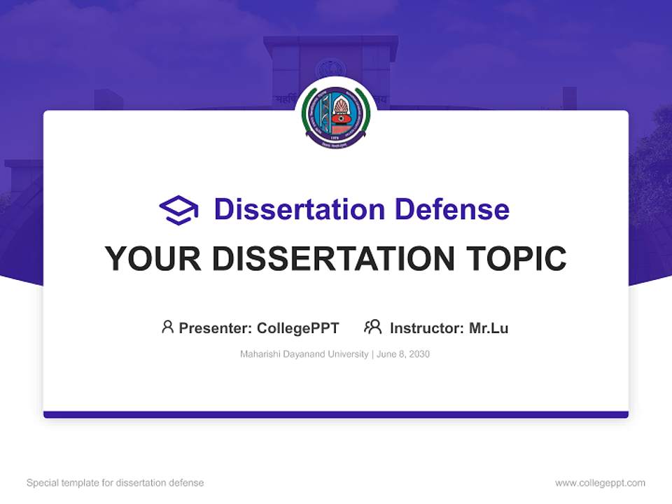 Maharishi Dayanand University Graduation Thesis Defense PPT Template4:3 ratio PPT effect preview image7