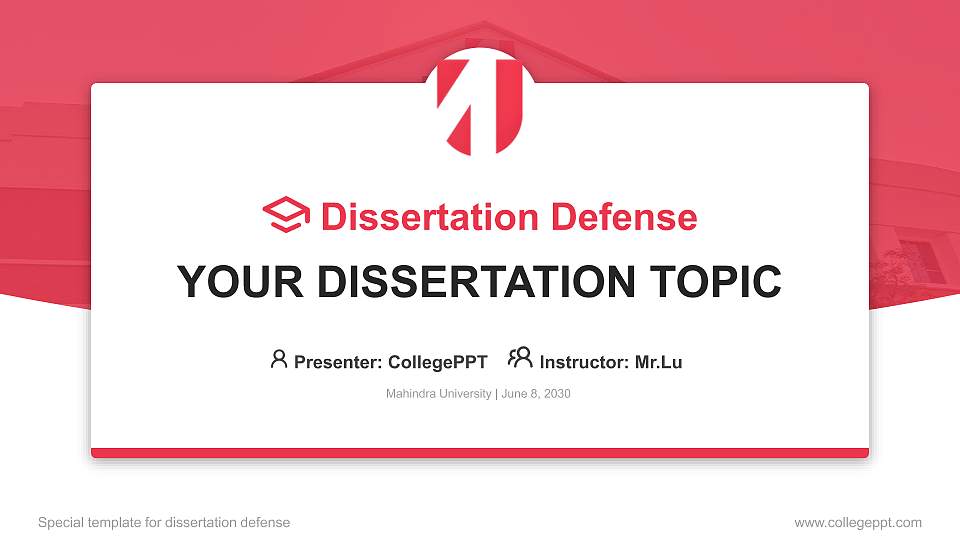 Mahindra University Graduation Thesis Defense PPT Template16:9 ratio PPT effect preview image