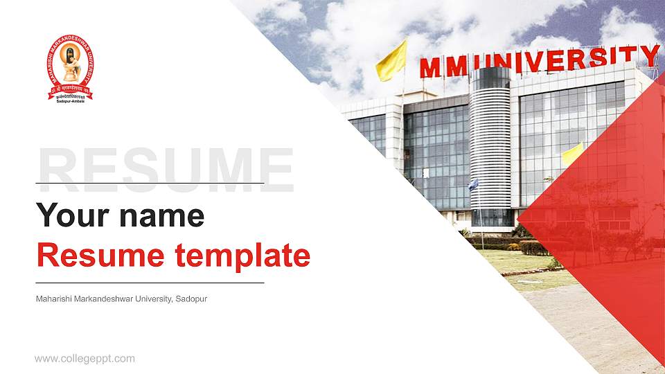 Maharishi Markandeshwar University, Sadopur Resume PPT Template16:9 ratio PPT effect preview image1