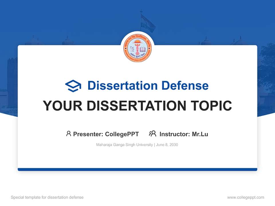 Maharaja Ganga Singh University Graduation Thesis Defense PPT Template4:3 ratio PPT effect preview image7