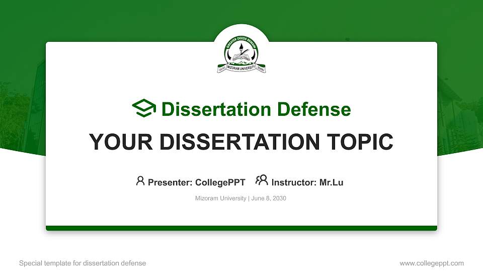 Mizoram University Graduation Thesis Defense PPT Template16:9 ratio PPT effect preview image