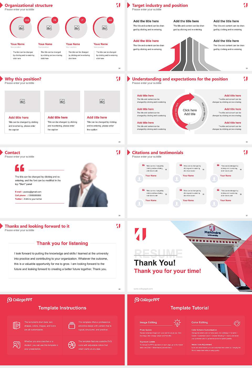 Mahindra University Resume PPT Template16:9 ratio PPT effect preview image4