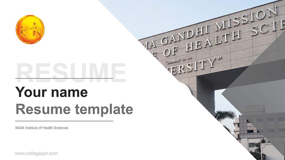 MGM Institute of Health Sciences Resume PPT Template16:9 ratio PPT effect preview image
