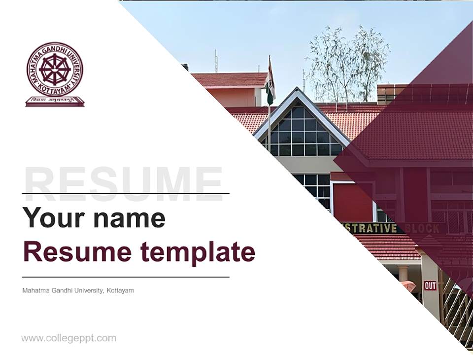 Mahatma Gandhi University, Kottayam Resume PPT Template4:3 ratio PPT effect preview image5
