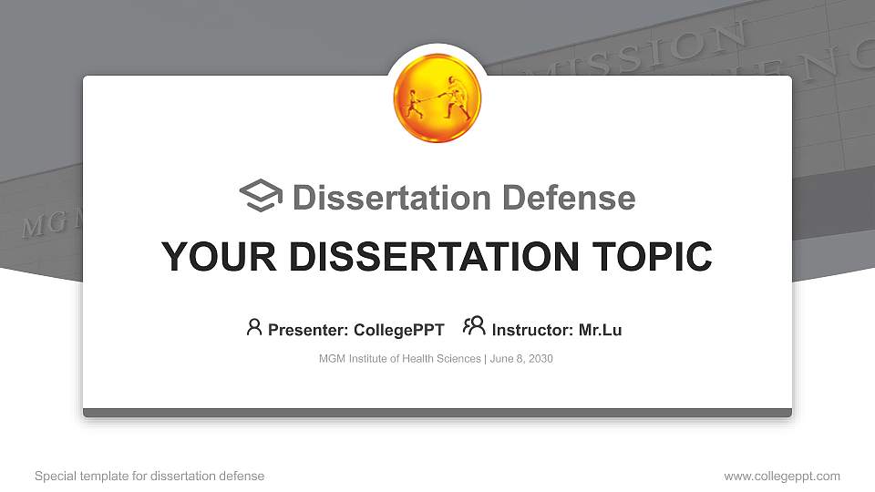 MGM Institute of Health Sciences Graduation Thesis Defense PPT Template16:9 ratio PPT effect preview image