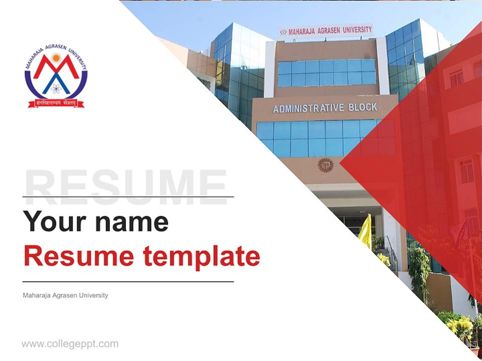 Maharaja Agrasen University Resume PPT Template4:3 ratio PPT effect preview image5