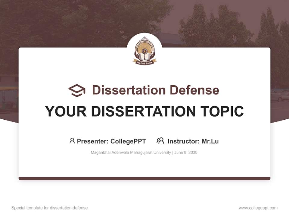 Maganbhai Adenwala Mahagujarat University Graduation Thesis Defense PPT Template4:3 ratio PPT effect preview image7