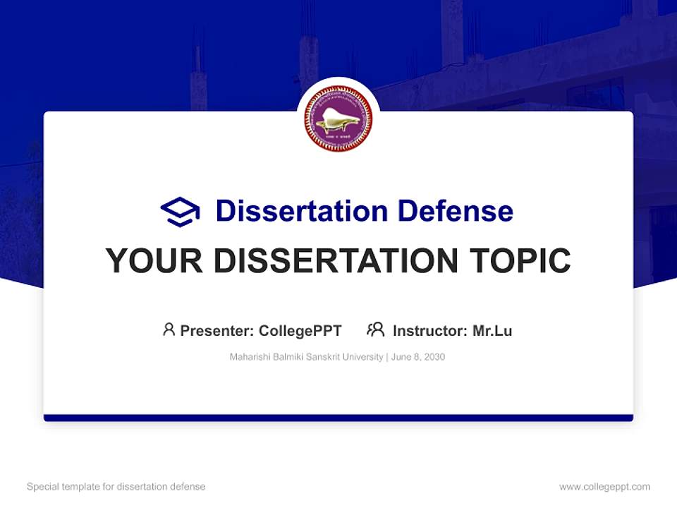 Maharishi Balmiki Sanskrit University Graduation Thesis Defense PPT Template4:3 ratio PPT effect preview image7