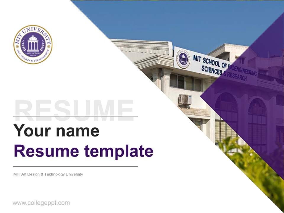 MIT Art Design & Technology University Resume PPT Template4:3 ratio PPT effect preview image5