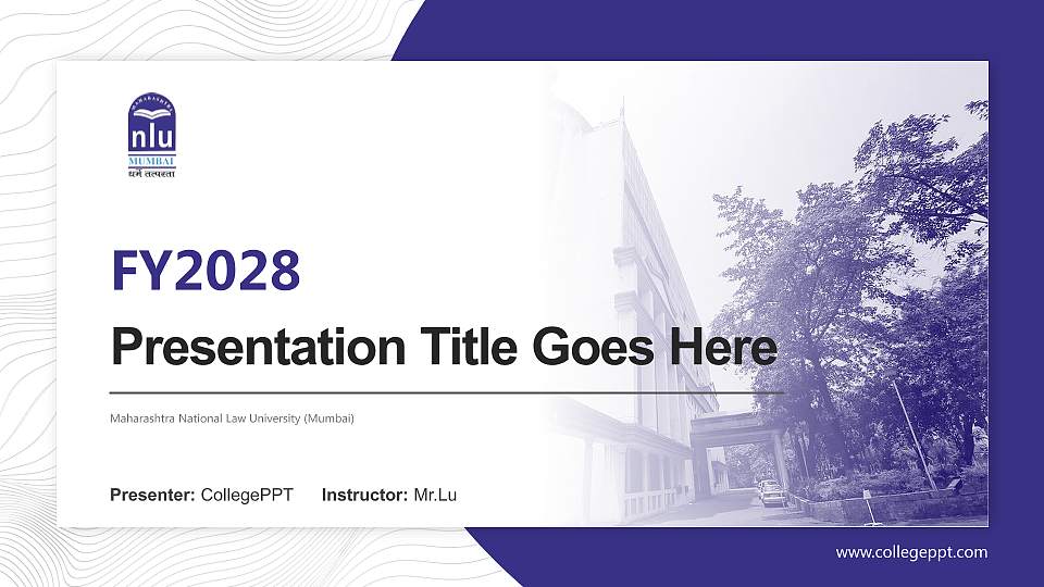 Maharashtra National Law University (Mumbai) Academic Presentation/Research Findings Report PPT Template16:9 ratio PPT effect preview image