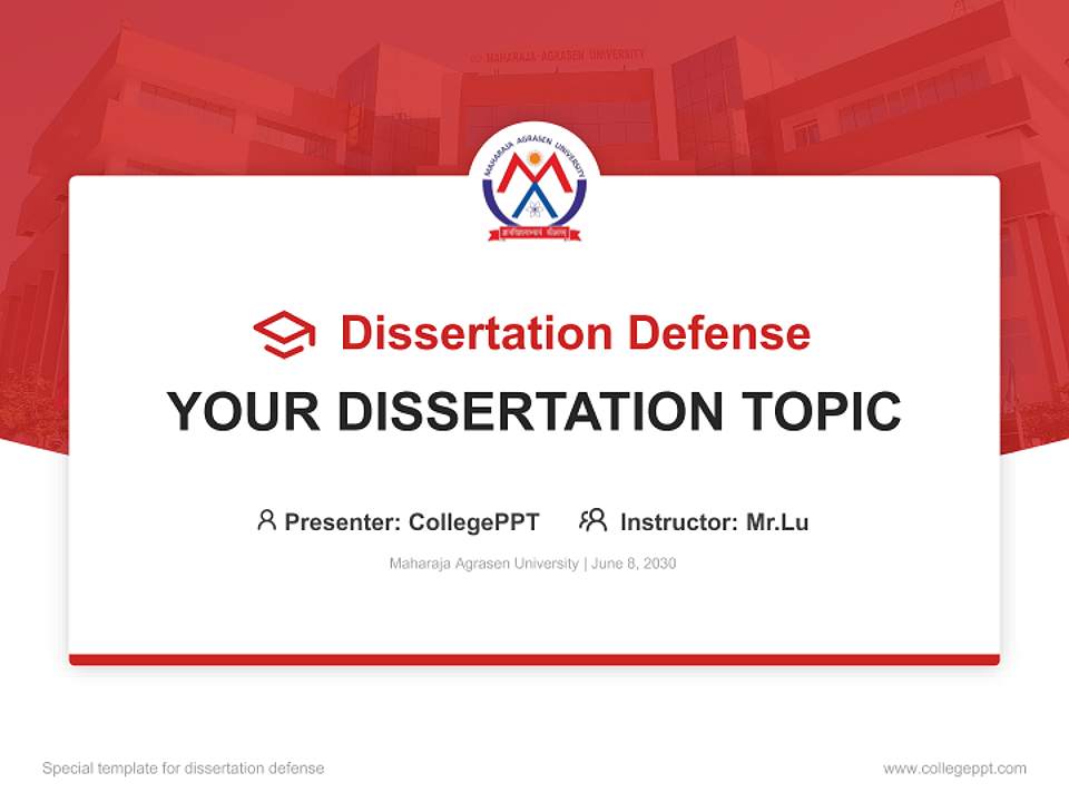 Maharaja Agrasen University Graduation Thesis Defense PPT Template4:3 ratio PPT effect preview image7