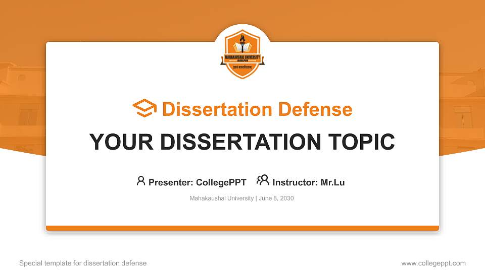 Mahakaushal University Graduation Thesis Defense PPT Template16:9 ratio PPT effect preview image