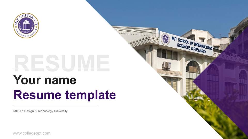 MIT Art Design & Technology University Resume PPT Template16:9 ratio PPT effect preview image